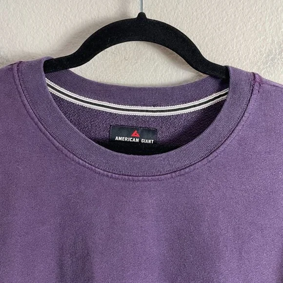 NEW American Giant Mens Large Vintage Wash Relax French Terry Purple Sweatshirt